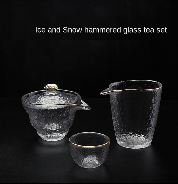 Japońskie szkło - Fair kubek wczesny śnieg waza - zestaw do herbaty - rysunek złoty młotek - wzór oka Gaiwan filiżanka - Wianko - 1