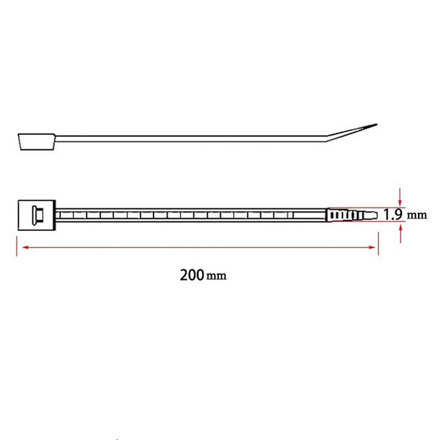 Opaski kablowe nylonowe 1.9x200mm czarne/białe (100 sztuk) - samoblokujące, silne paski spełniające międzynarodowe standardy - Wianko - 1