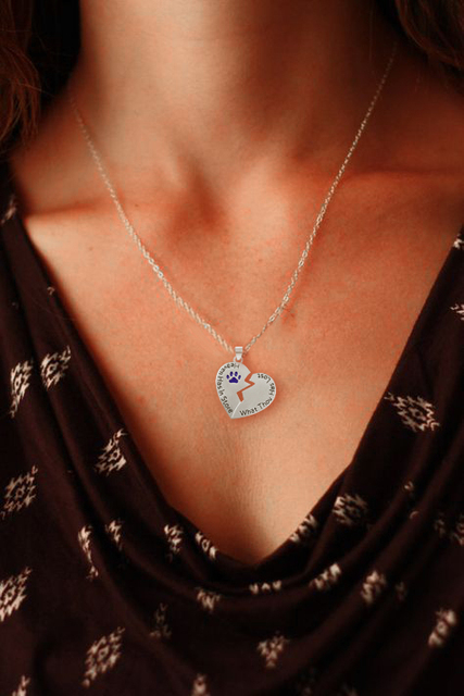 Naszyjnik związany z listem niebios opatrzony w kształcie złamanego serca, dla kobiet - elegancka biżuteria w formie wisiorka z długim łańcuchem ze stali nierdzewnej, w kształcie łapy pieska - Wianko - 8