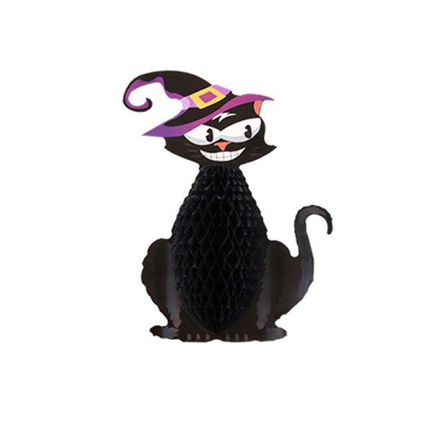 Wisiorek dekoracyjny Halloween z motywem nietoperza, kotka i plastra miodu - Wianko - 4