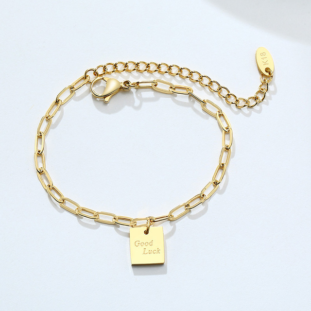 Prostokątne bransoletki łańcuchowe dla kobiet, złoty kolor ze stali nierdzewnej, nadgarstek, biżuteria dla niej - Xmas prezenty - Wianko - 6