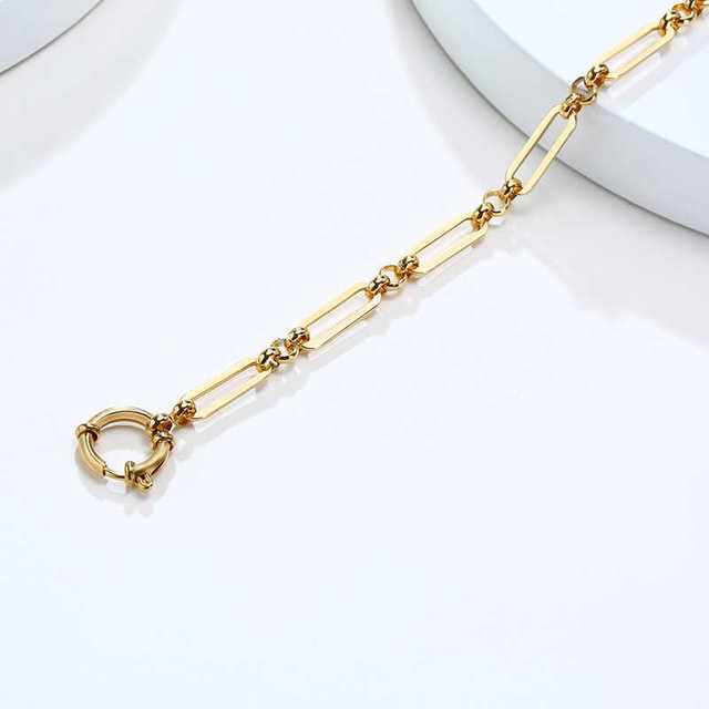 Prostokątne bransoletki łańcuchowe dla kobiet, złoty kolor ze stali nierdzewnej, nadgarstek, biżuteria dla niej - Xmas prezenty - Wianko - 9
