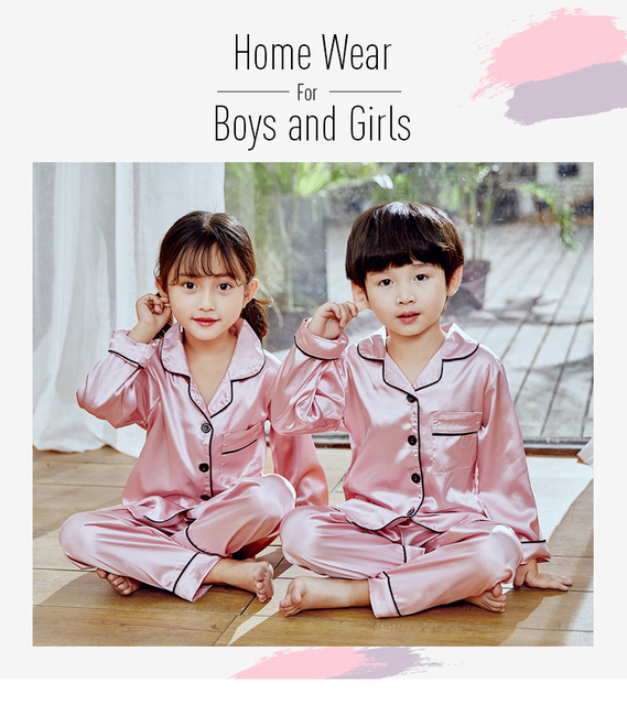 Dziecięcy kardigan piżama z sztucznego jedwabiu - garnitur dla chłopców i dziewczynek, idealny na letnie wieczory - Wianko - 1