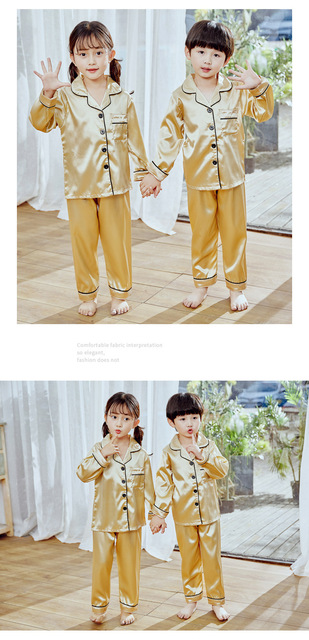 Dziecięcy kardigan piżama z sztucznego jedwabiu - garnitur dla chłopców i dziewczynek, idealny na letnie wieczory - Wianko - 16