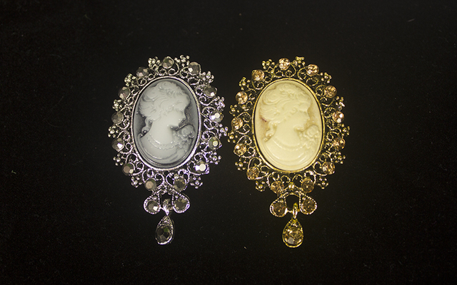 Owalne broszki Vintage z kryształami Rhinestone dla kobiet w kolorze żółtym i szarym - Wianko - 2