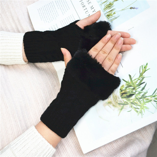 Stylowe rękawiczki bez palców zimowe twist szydełkowe jednokolorowe dla kobiet i mężczyzn - rowerowe - Wianko - 10