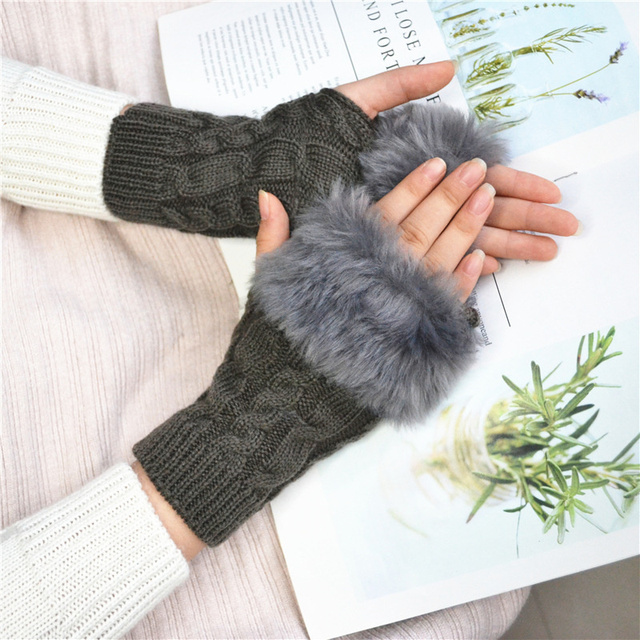 Stylowe rękawiczki bez palców zimowe twist szydełkowe jednokolorowe dla kobiet i mężczyzn - rowerowe - Wianko - 8