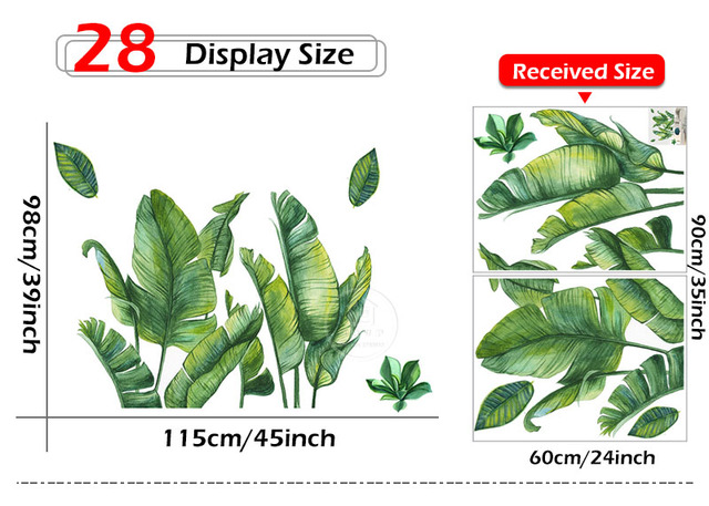 Duże zielone liście naklejki ścienne - 29 rodzajów, idealne do salonu, sypialni, jadalni, przedszkola dla dzieci - Wianko - 28