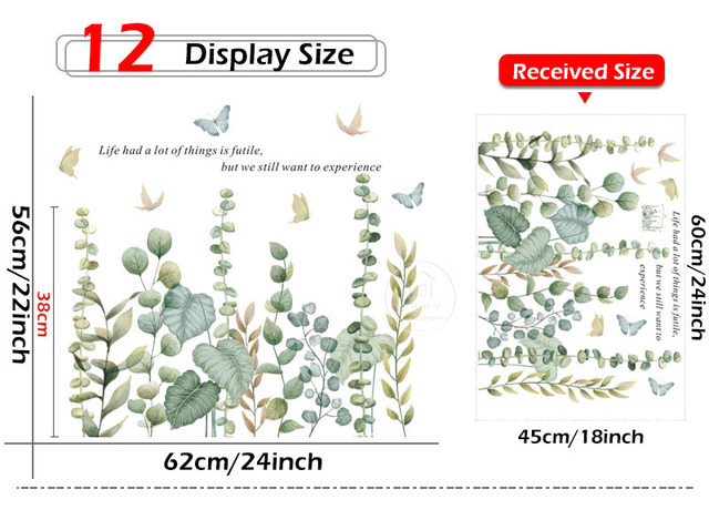 Duże zielone liście naklejki ścienne - 29 rodzajów, idealne do salonu, sypialni, jadalni, przedszkola dla dzieci - Wianko - 12