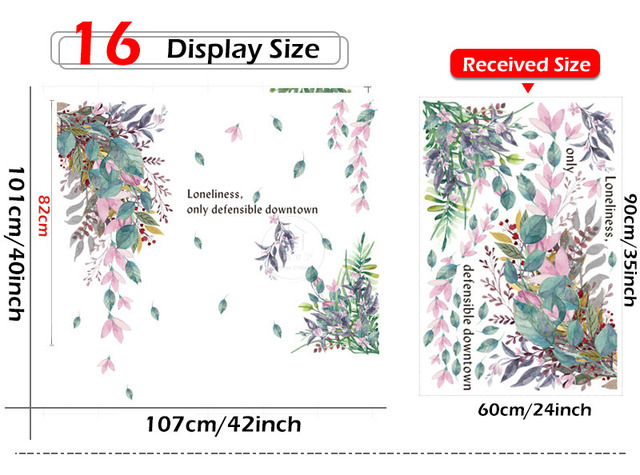 Duże zielone liście naklejki ścienne - 29 rodzajów, idealne do salonu, sypialni, jadalni, przedszkola dla dzieci - Wianko - 16