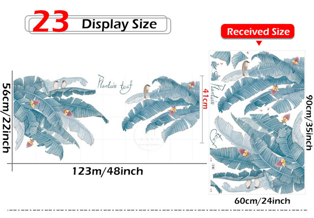 Duże zielone liście naklejki ścienne - 29 rodzajów, idealne do salonu, sypialni, jadalni, przedszkola dla dzieci - Wianko - 23