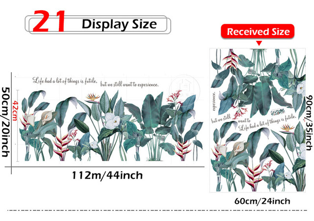 Duże zielone liście naklejki ścienne - 29 rodzajów, idealne do salonu, sypialni, jadalni, przedszkola dla dzieci - Wianko - 21