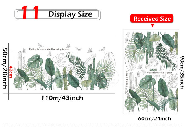 Duże zielone liście naklejki ścienne - 29 rodzajów, idealne do salonu, sypialni, jadalni, przedszkola dla dzieci - Wianko - 11