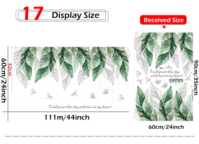 Duże zielone liście naklejki ścienne - 29 rodzajów, idealne do salonu, sypialni, jadalni, przedszkola dla dzieci - Wianko - 17