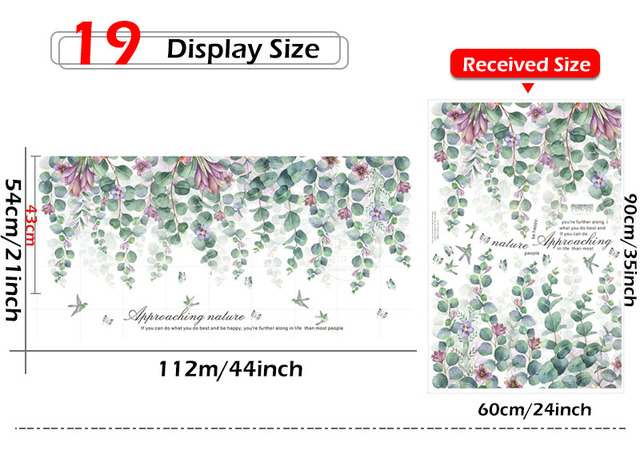 Duże zielone liście naklejki ścienne - 29 rodzajów, idealne do salonu, sypialni, jadalni, przedszkola dla dzieci - Wianko - 19