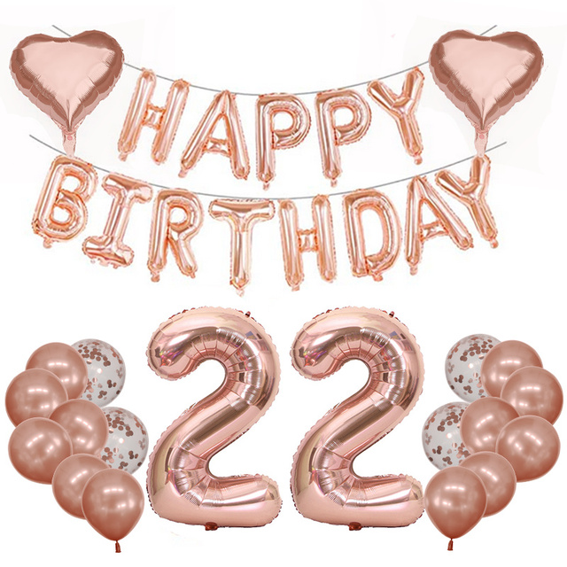 Folie aluminiowe różowe złoto dzieci dekoracja urodzinowa balony 10/20/30/40 urodziny klimatyczna dekoracja - Wianko - 14
