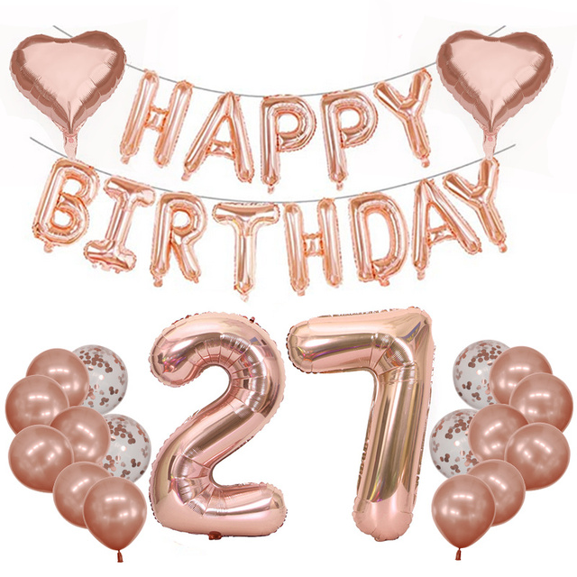 Folie aluminiowe różowe złoto dzieci dekoracja urodzinowa balony 10/20/30/40 urodziny klimatyczna dekoracja - Wianko - 17