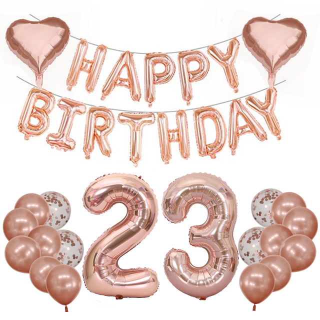 Folie aluminiowe różowe złoto dzieci dekoracja urodzinowa balony 10/20/30/40 urodziny klimatyczna dekoracja - Wianko - 16