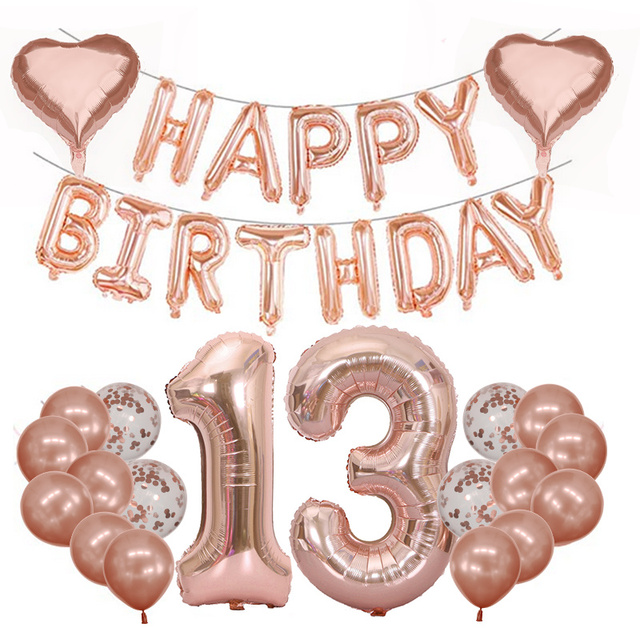 Folie aluminiowe różowe złoto dzieci dekoracja urodzinowa balony 10/20/30/40 urodziny klimatyczna dekoracja - Wianko - 20