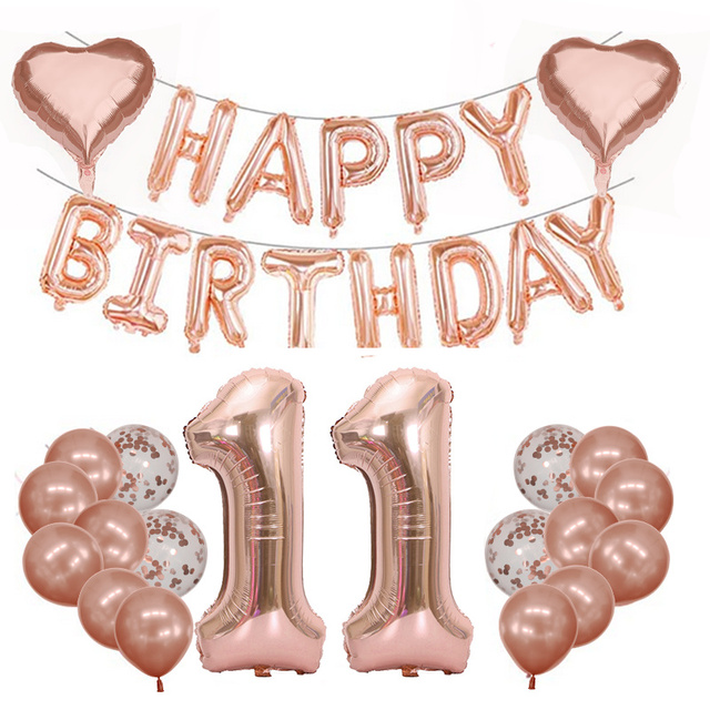 Folie aluminiowe różowe złoto dzieci dekoracja urodzinowa balony 10/20/30/40 urodziny klimatyczna dekoracja - Wianko - 12