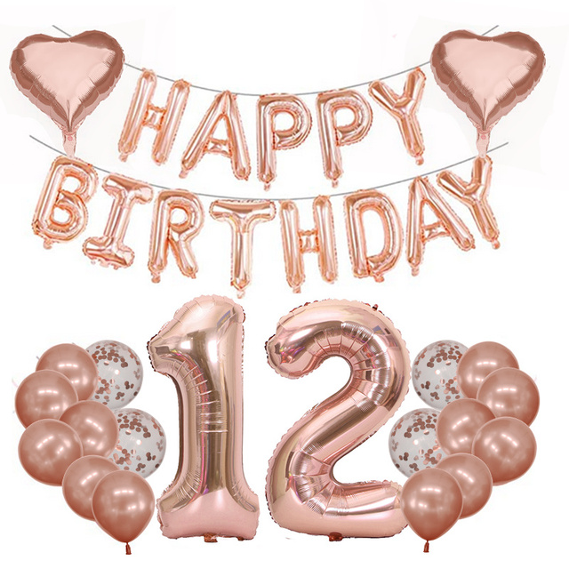 Folie aluminiowe różowe złoto dzieci dekoracja urodzinowa balony 10/20/30/40 urodziny klimatyczna dekoracja - Wianko - 11