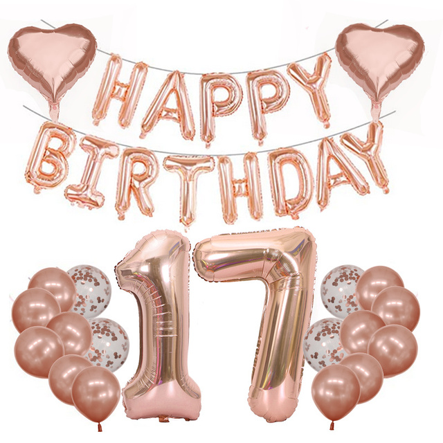Folie aluminiowe różowe złoto dzieci dekoracja urodzinowa balony 10/20/30/40 urodziny klimatyczna dekoracja - Wianko - 15