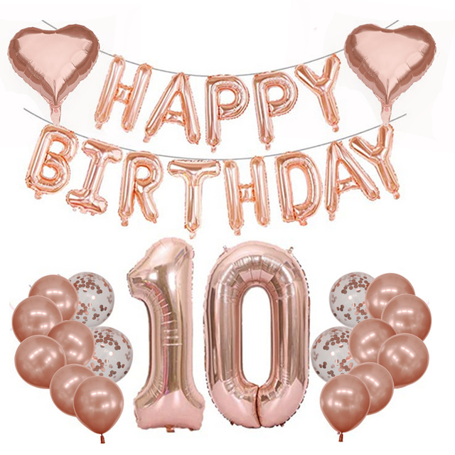 Folie aluminiowe różowe złoto dzieci dekoracja urodzinowa balony 10/20/30/40 urodziny klimatyczna dekoracja - Wianko - 13