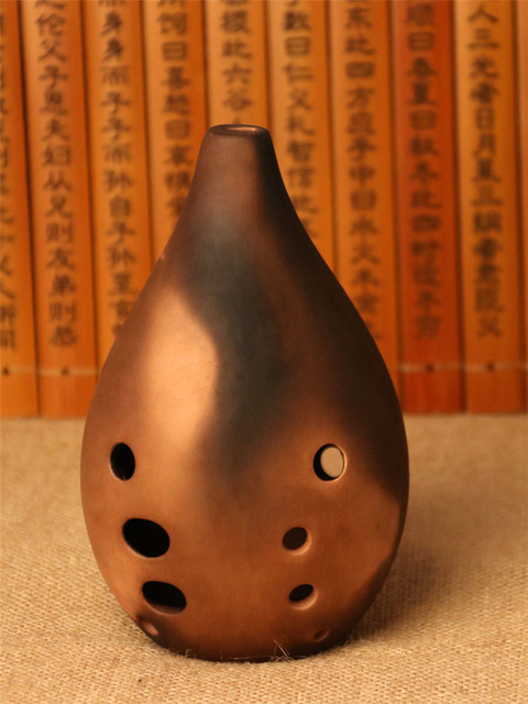 Starożytna chińska okaryna Xun z 10 otworami, wykonana z organicznego jadeitu i żywicy, ton F i G - Wianko - 2