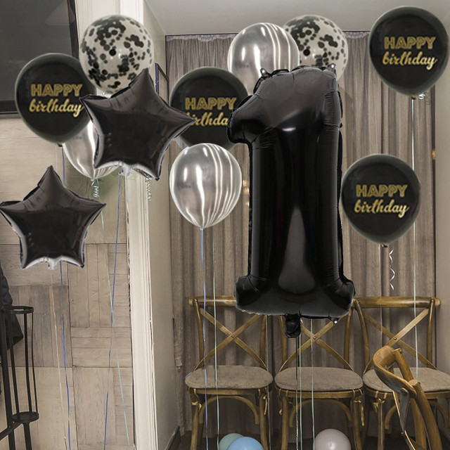 Czarne złoto baner urodzinowy z numerem foliowego balonu do dekoracji urodzin dzieci i dorosłych - Wianko - 7