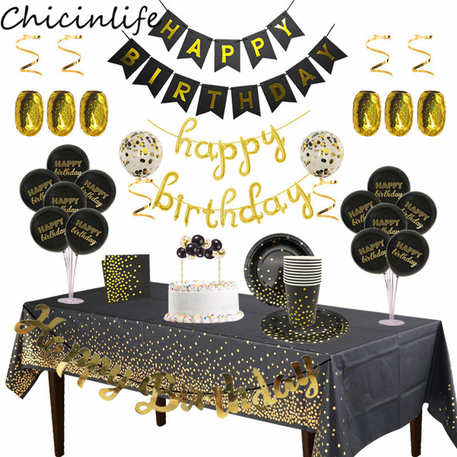 Czarne złoto baner urodzinowy z numerem foliowego balonu do dekoracji urodzin dzieci i dorosłych - Wianko - 1