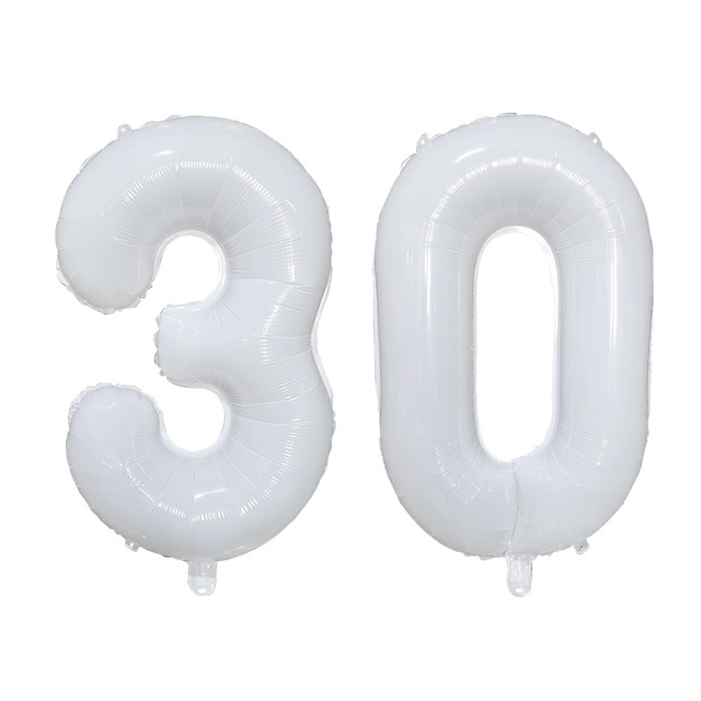 Balon foliowy w kształcie cyfry, 30 cali, kolor biały (2 sztuki) - dekoracja urodzinowa dla dorosłych - 18 21 30 40 50 60 - Wianko - 3