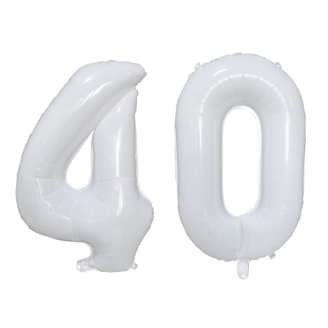 Balon foliowy w kształcie cyfry, 30 cali, kolor biały (2 sztuki) - dekoracja urodzinowa dla dorosłych - 18 21 30 40 50 60 - Wianko - 4
