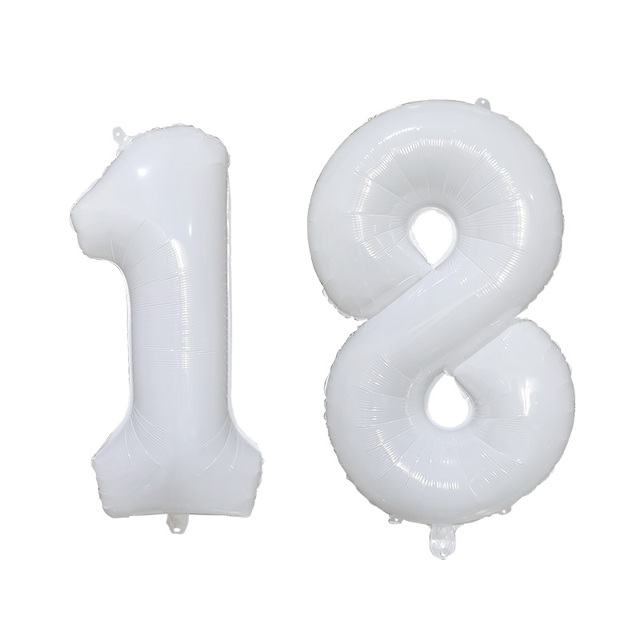 Balon foliowy w kształcie cyfry, 30 cali, kolor biały (2 sztuki) - dekoracja urodzinowa dla dorosłych - 18 21 30 40 50 60 - Wianko - 6