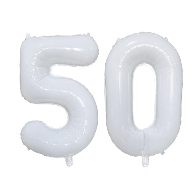 Balon foliowy w kształcie cyfry, 30 cali, kolor biały (2 sztuki) - dekoracja urodzinowa dla dorosłych - 18 21 30 40 50 60 - Wianko - 5