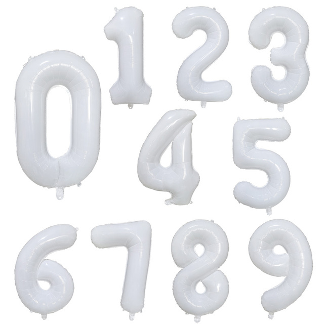 Balon foliowy w kształcie cyfry, 30 cali, kolor biały (2 sztuki) - dekoracja urodzinowa dla dorosłych - 18 21 30 40 50 60 - Wianko - 2