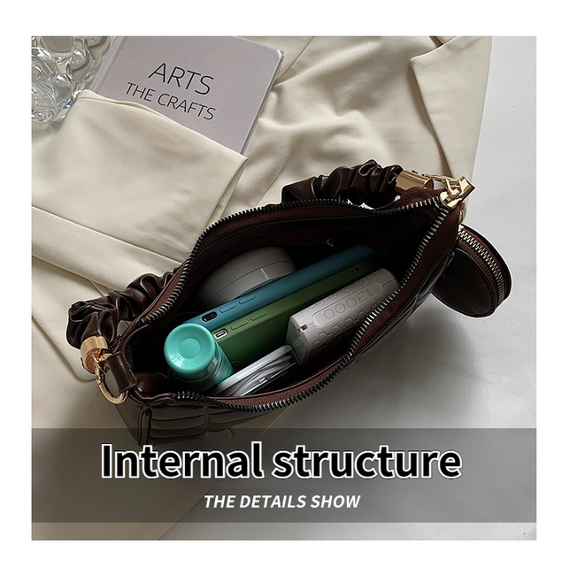 Nowe torebki damskie - zestaw 2 sztuki, projektant, pomarszczony pasek, pojedynczy uchwyt, luksusowe, moda Plaid - Wianko - 8