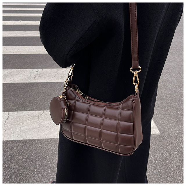 Nowe torebki damskie - zestaw 2 sztuki, projektant, pomarszczony pasek, pojedynczy uchwyt, luksusowe, moda Plaid - Wianko - 16