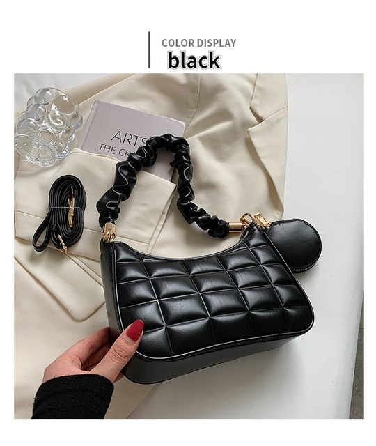 Nowe torebki damskie - zestaw 2 sztuki, projektant, pomarszczony pasek, pojedynczy uchwyt, luksusowe, moda Plaid - Wianko - 12