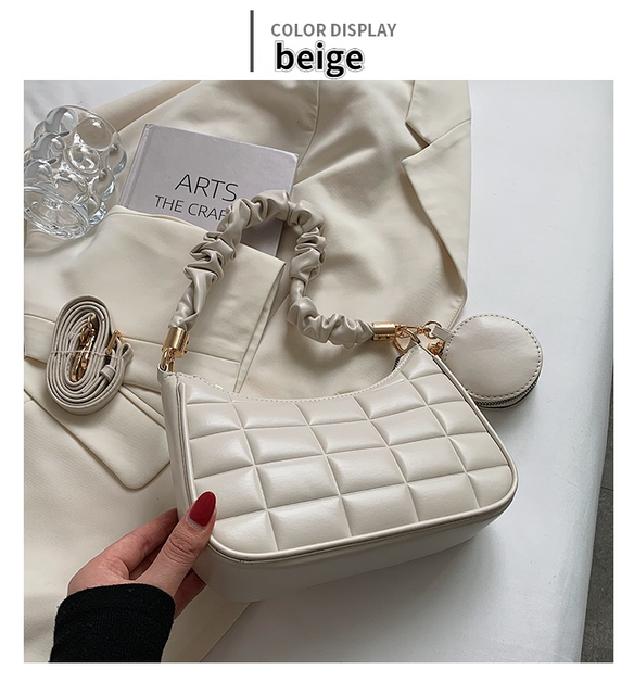 Nowe torebki damskie - zestaw 2 sztuki, projektant, pomarszczony pasek, pojedynczy uchwyt, luksusowe, moda Plaid - Wianko - 13