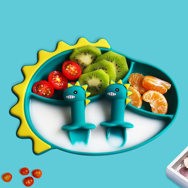 Silibaby Baby - silikonowe przyssawki miski dla dzieci, podzielone płyty stołowe - Wianko - 4