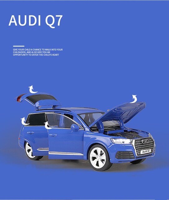 Audi Q7 SUV, 1:32 skala, odlewniczy pojazd zabawkowy z metalu z efektem dźwięku i światła dla dzieci - model kolekcjonerski - Wianko - 8