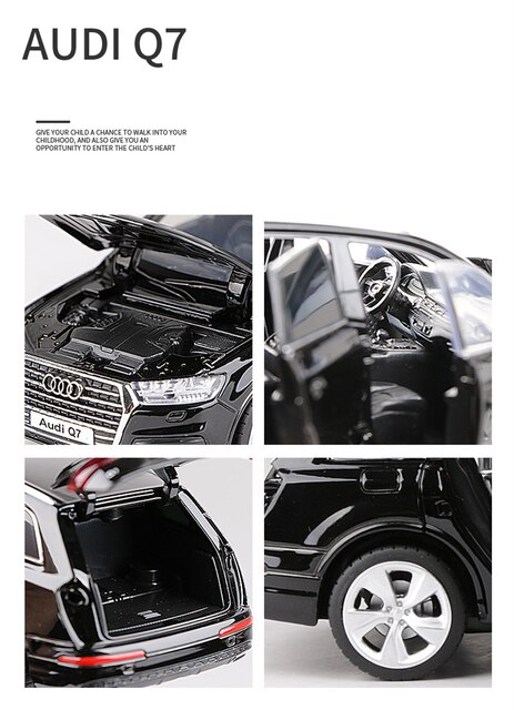 Audi Q7 SUV, 1:32 skala, odlewniczy pojazd zabawkowy z metalu z efektem dźwięku i światła dla dzieci - model kolekcjonerski - Wianko - 10