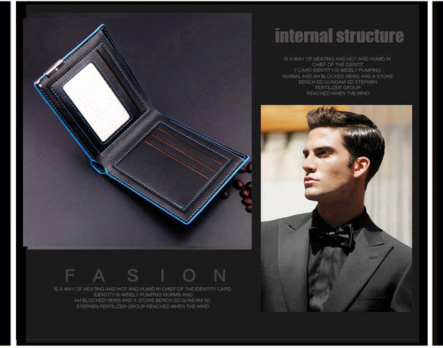 Prosty, niebieski portfel męski na karty kredytowe - ultra-cienki, stylowy i funkcjonalny - Wianko - 5