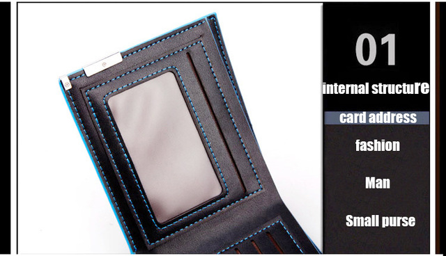 Prosty, niebieski portfel męski na karty kredytowe - ultra-cienki, stylowy i funkcjonalny - Wianko - 4