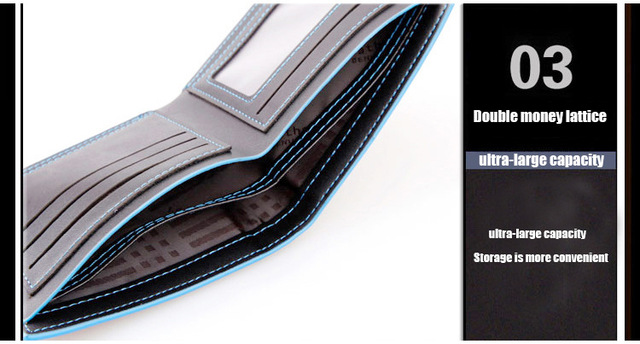 Prosty, niebieski portfel męski na karty kredytowe - ultra-cienki, stylowy i funkcjonalny - Wianko - 3