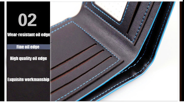 Prosty, niebieski portfel męski na karty kredytowe - ultra-cienki, stylowy i funkcjonalny - Wianko - 6