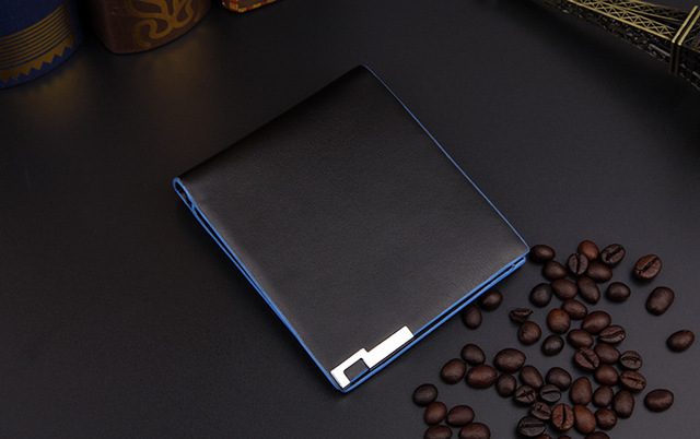 Prosty, niebieski portfel męski na karty kredytowe - ultra-cienki, stylowy i funkcjonalny - Wianko - 1