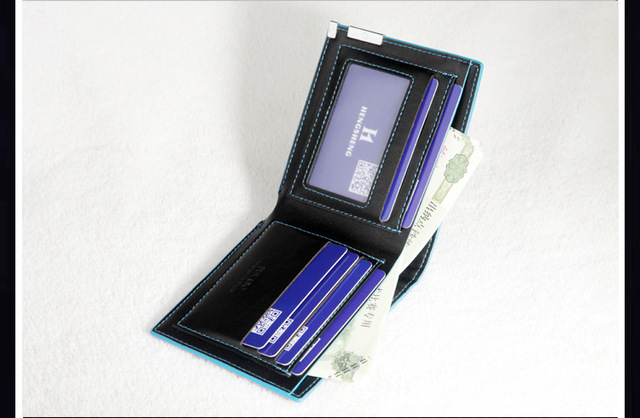 Prosty, niebieski portfel męski na karty kredytowe - ultra-cienki, stylowy i funkcjonalny - Wianko - 10
