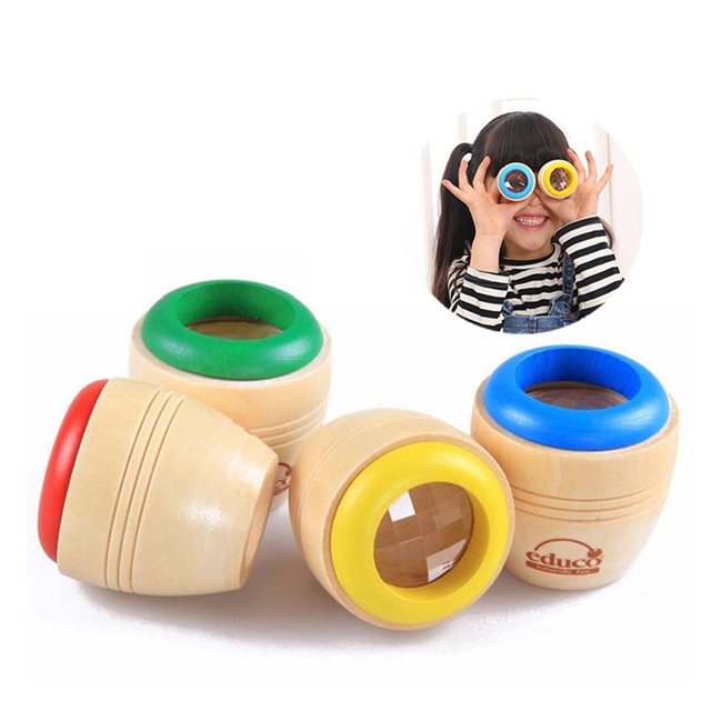 Edukacyjny drewniany kalejdoskop Montessori dla dzieci - kolorowa i ciekawa zabawka światowej nauki o edukacji - Wianko - 3