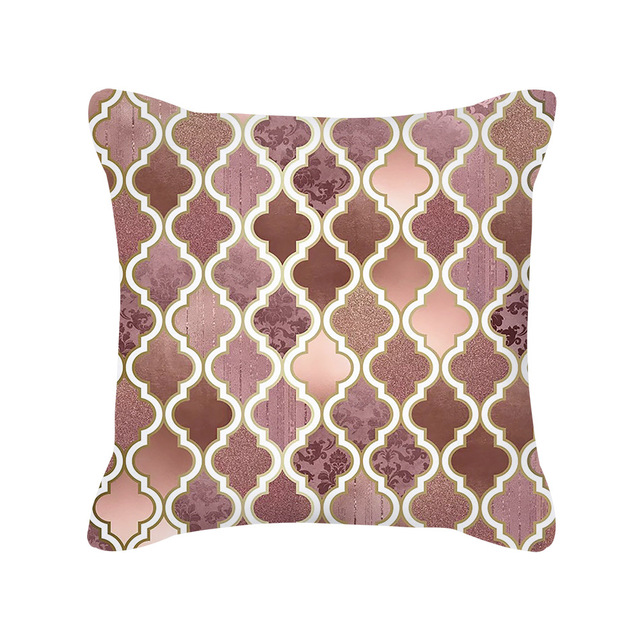 Poszewka na poduszkę Ins Nordic różowe złoto różowy kwadrat geometryczny - Wianko - 12